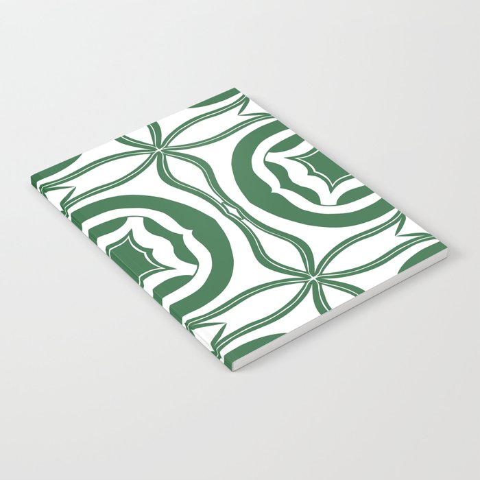 Interesting abstract geometric green and white pattern Notebook
