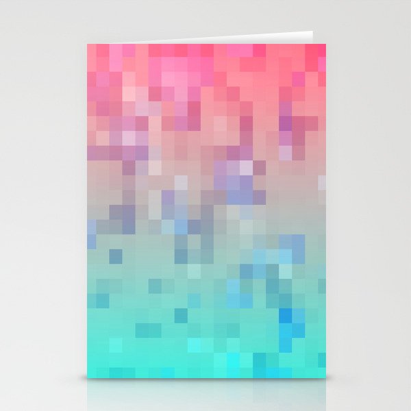 geometric pixel square pattern abstract background in pink blue Stationery Cards