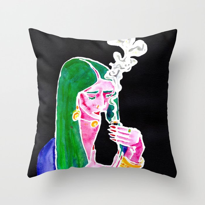 Cannabis Kissed Throw Pillow