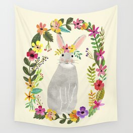 Floral Bunny Wall Tapestry