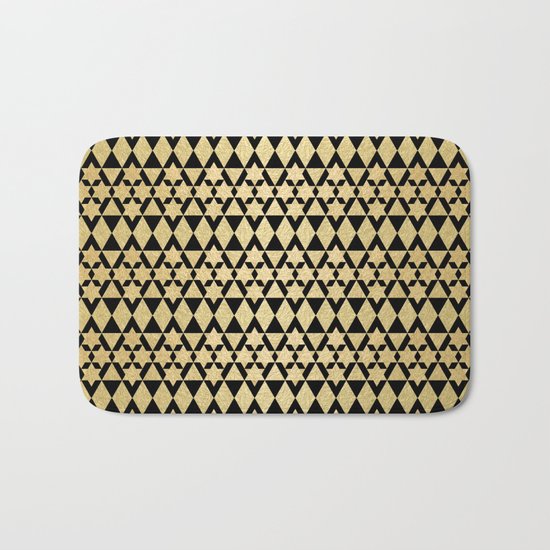 Black and Gold Geometric Pattern 4 Bath Mat