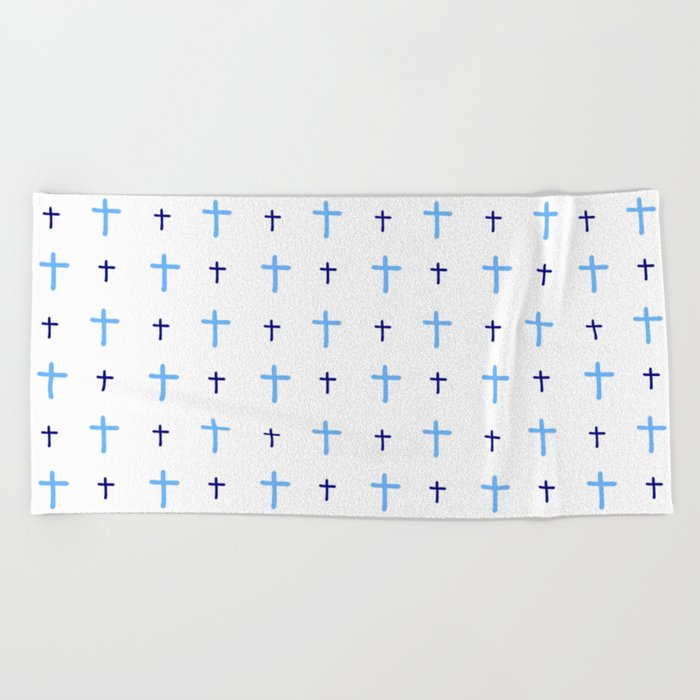 Christian Cross 58– blue Beach Towel