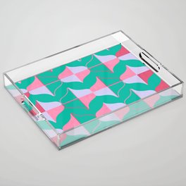 WHALE SONG Midcentury Modern Organic Shapes in Vibrant Pink and Green Acrylic Tray