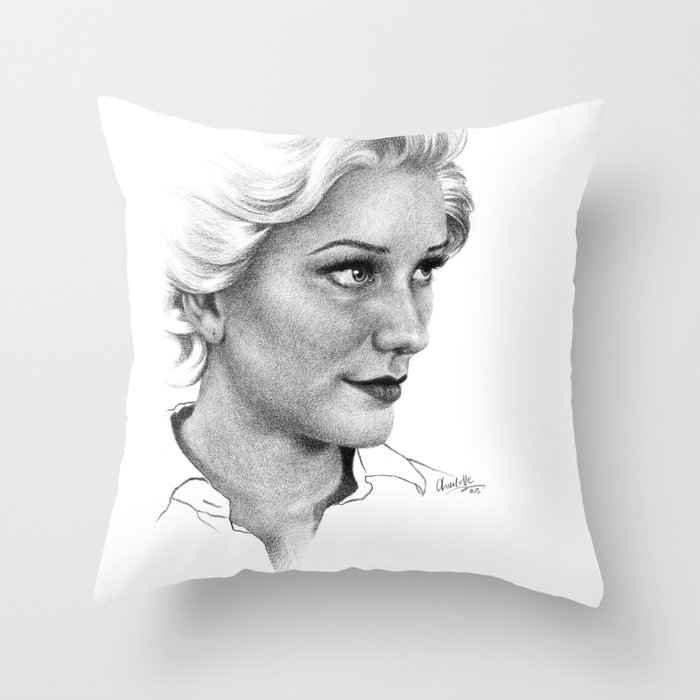 Elizabeth Lail Black & White Portrait Made Of Points | Throw Pillow