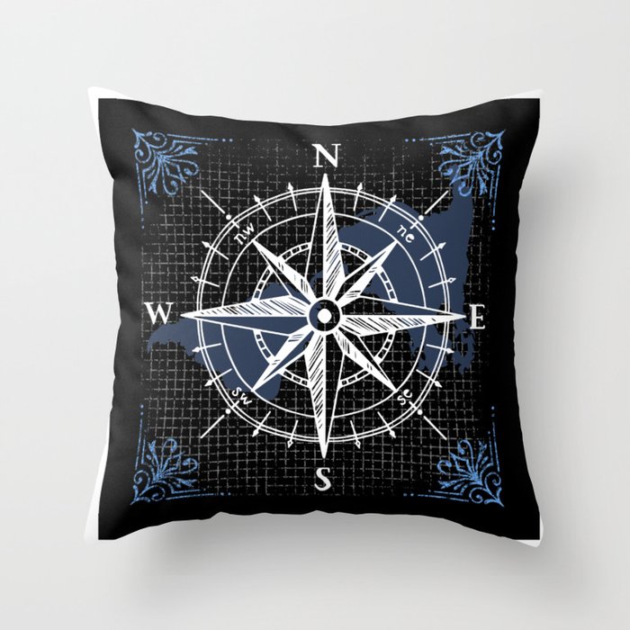 Compass Navigation Pattern Throw Pillow