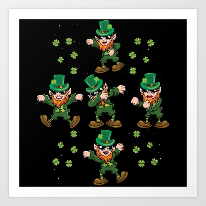 Dancing Leprechaun Shamrock Saint Patrick's Day Art Print