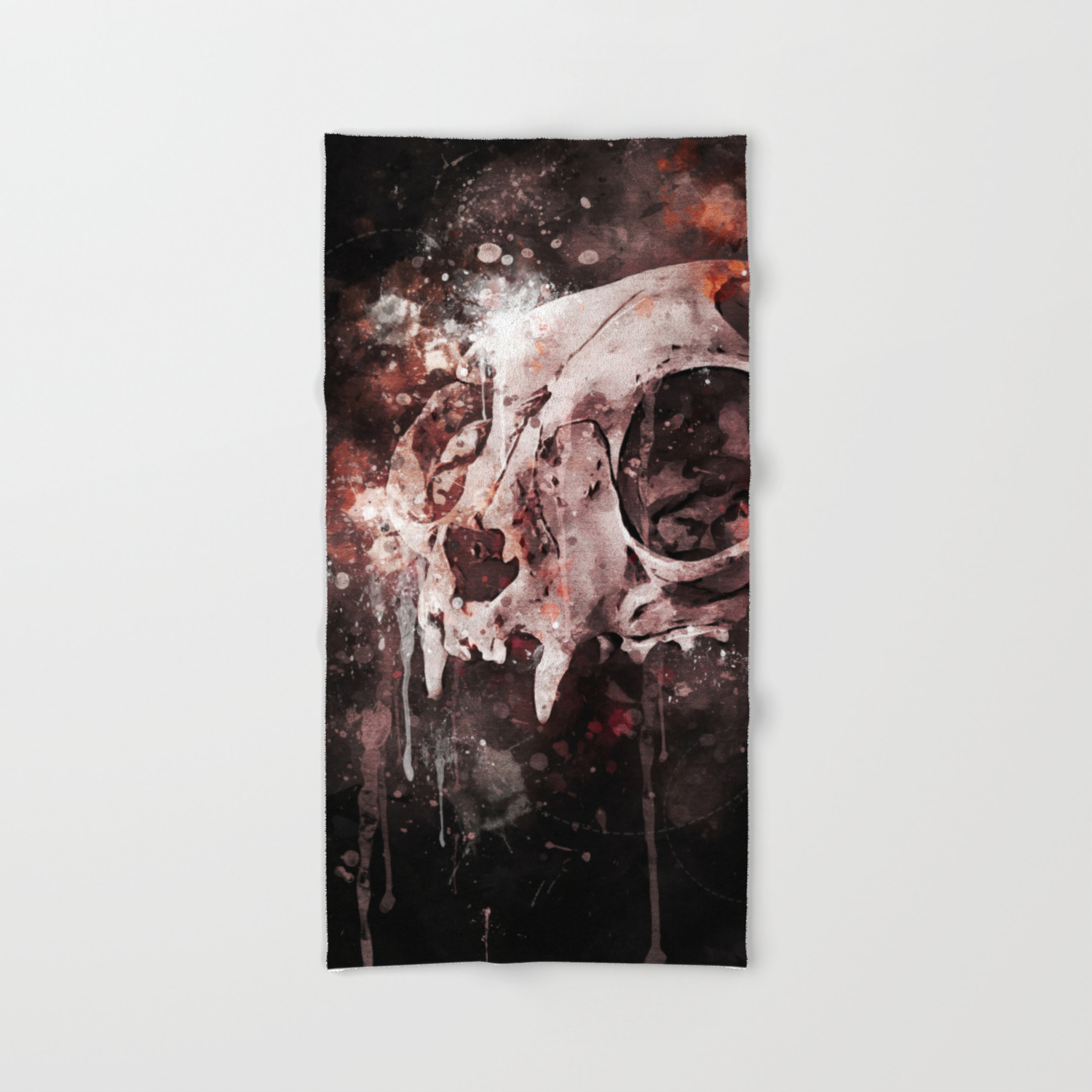 Tattoo Cat Skull Watercolor Painting Original Design Hand Bath