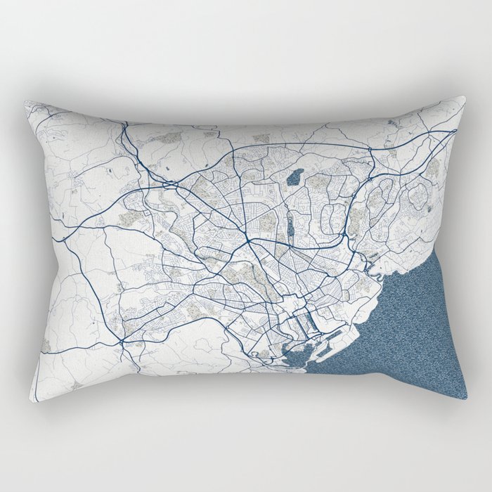 Cardiff City Map of Wales - Coastal Rectangular Pillow