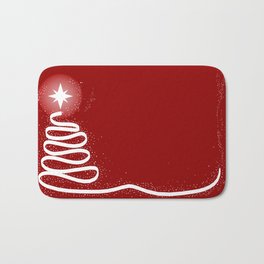Red Scrible Christmas Tree Bath Mat | Snow, Vector, Xmas, Snowflakes, Season, Digital, Graphic, Black and White, Stars, Tree 