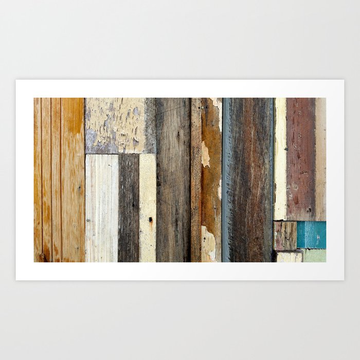 Colorful Vintage Timber Panels with peeling paint Art Print