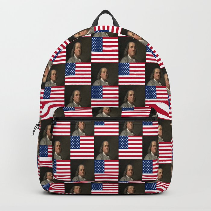 Flag and portrait :  Benjamin Franklin Backpack
