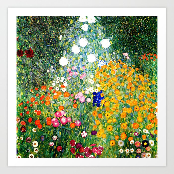 Flower Garden by Gustav Klimt vibrant Art Print