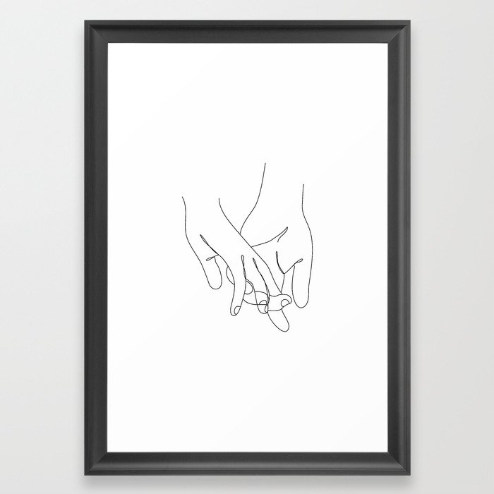 Couple Hands Line Framed Art Print