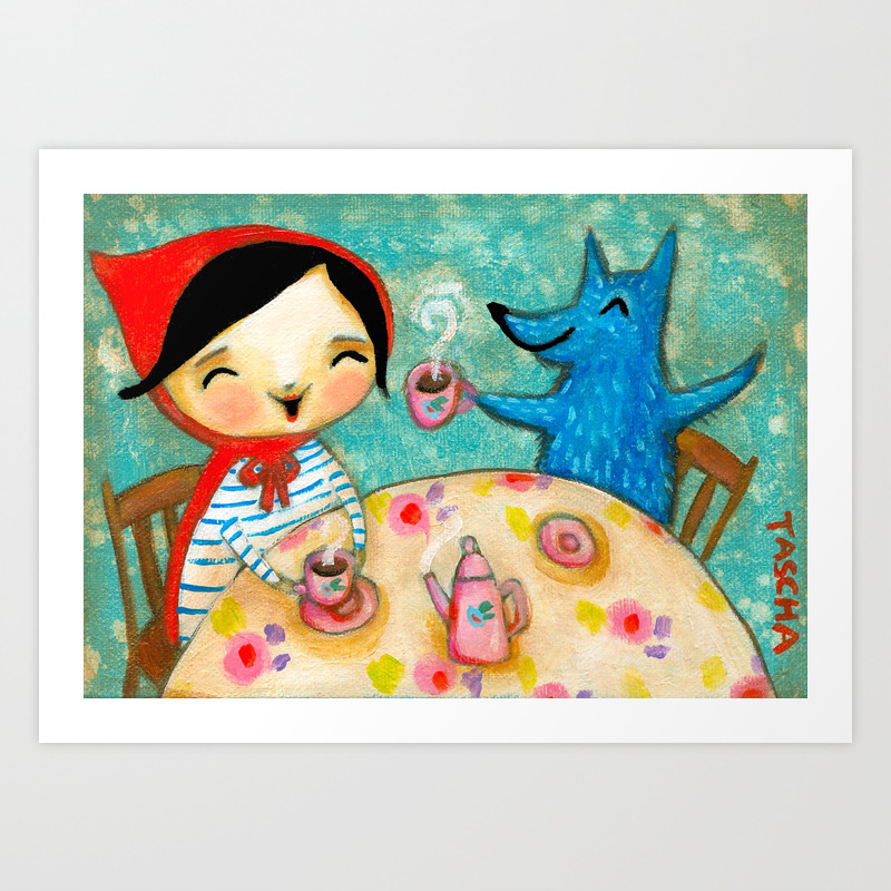 Little Red Riding Hood Tea Party With Wolf By Tascha Art Print By Tascha Society6