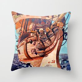 “The Voyage of Sinbad” by René Bull Throw Pillow