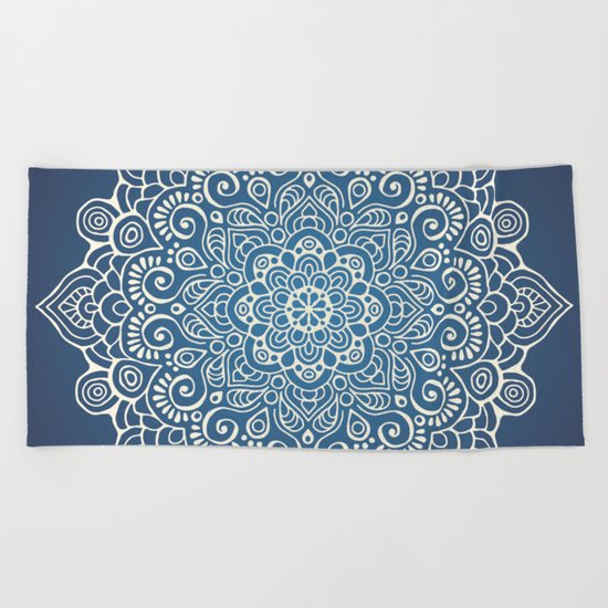 Mandala dark blue Beach Towel