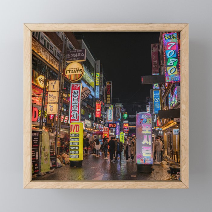 South Korea Photography - Down Town In South Korean City Framed Mini Art Print