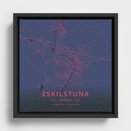 Eskilstuna, Sweden - Neon Framed Canvas