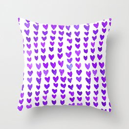 Brush stroke hearts - purple Throw Pillow
