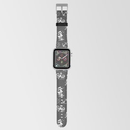 Dark Grey And White Silhouettes Of Vintage Nautical Pattern Apple Watch Band