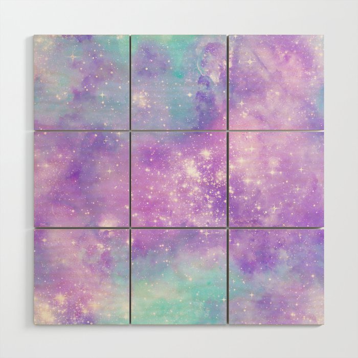 Purple Blue Galaxy Painting Wood Wall Art