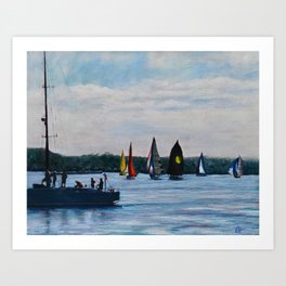 Get Set - Sailing Port Stephens Art Print