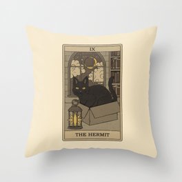 The Hermit - Cats Tarot Throw Pillow