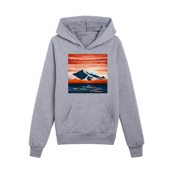 Retro Ocean Sunset Kids Pullover Hoodie