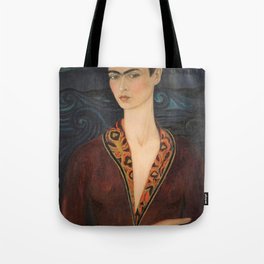 Frida Kahlo self portrait in a velvet dress painting for home and wall decor  Tote Bag