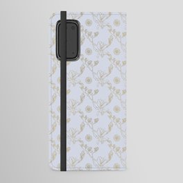 Magnolia And Daisy Seamless Pattern_Light Blue Android Wallet Case