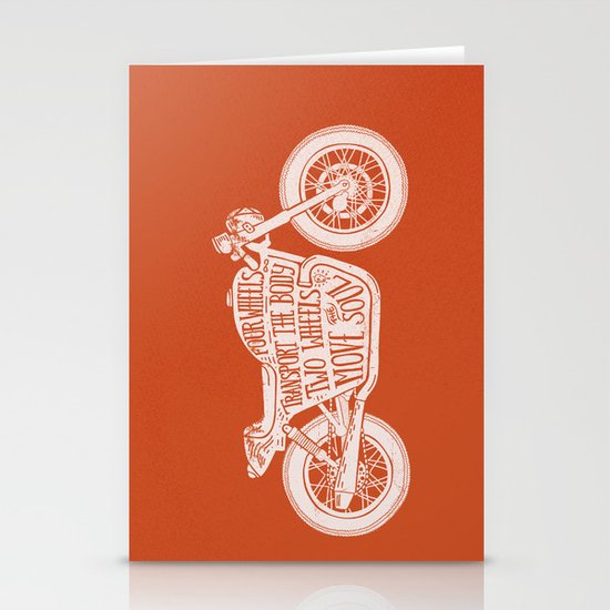 Four wheels transport the body, two wheels move the soul Stationery Cards