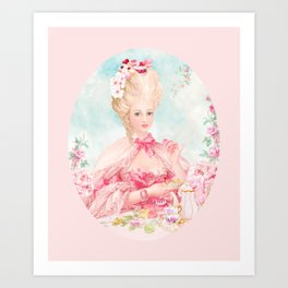 Marie Antoinette Portrait Tea and Cake Art Print