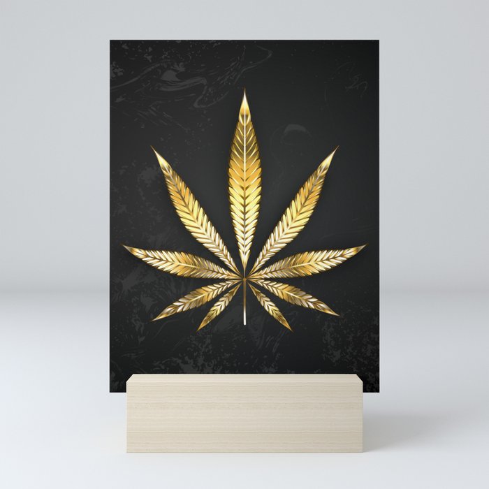 Gold Leaf Cannabis Mini Art Print