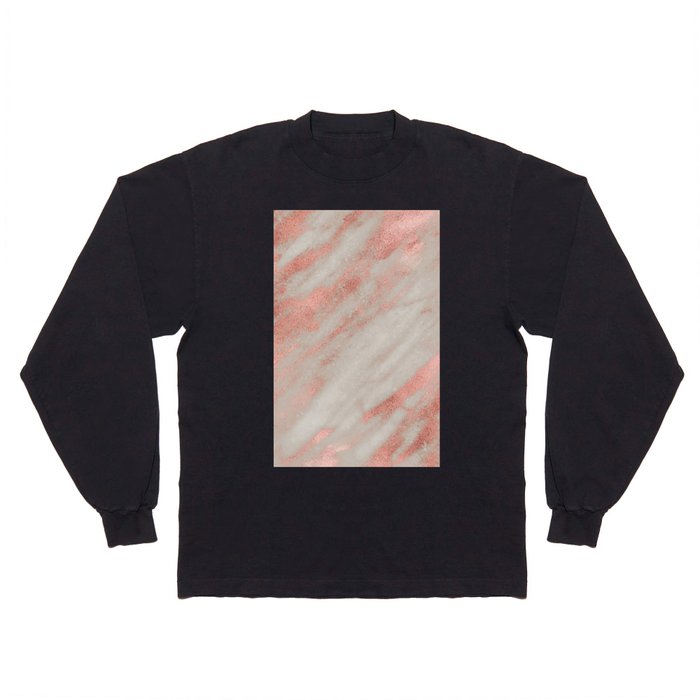 Smooth rose gold on gray marble Long Sleeve T Shirt