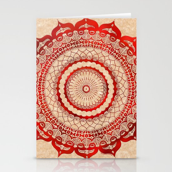 omulyána red gallery mandala Stationery Cards