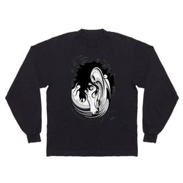 Horse Surreal Black and White Tattoo Style Portrait Long Sleeve T-shirt