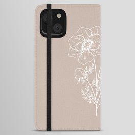 Floral Line Drawing iPhone Wallet Case