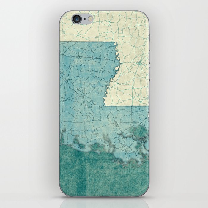 Louisiana State Map Blue Vintage iPhone Skin