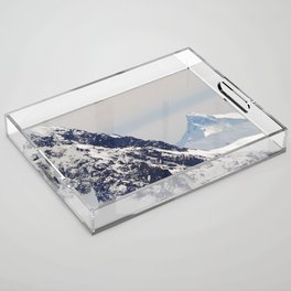 Argentina Photography - Huge Snowy Mountains Under The White Sky Acrylic Tray