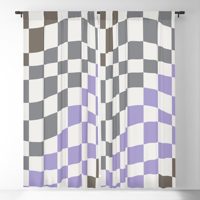 Glimpse of purple wavy checker Blackout Curtain