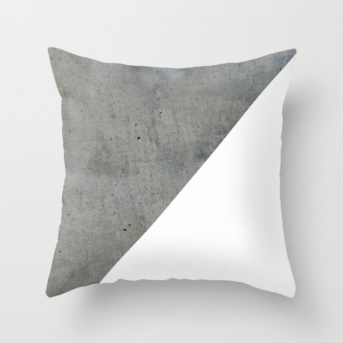 Geometrical Color Block Diagonal Concrete Vs White Throw Pillow - Grey sofa decoration with cement details