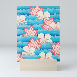 Blossom on Blue Vintage Japanese Floral Print Mini Art Print