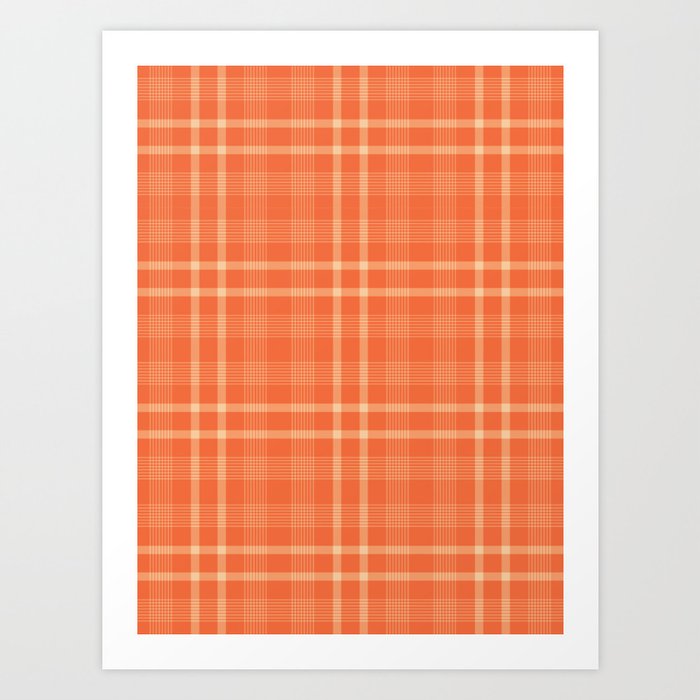 Fall Orange Tartan Pattern Art Print