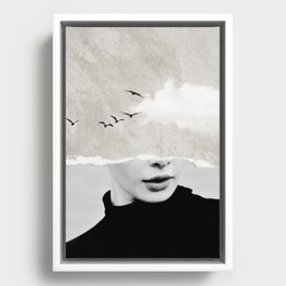 minimal collage /silence Framed Canvas
