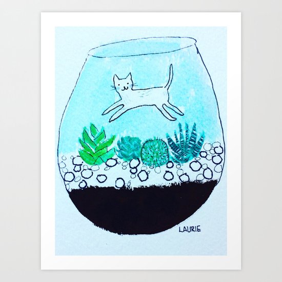 Terrarium Cat Art Print
