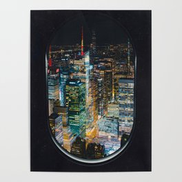 New York City Skyline Night Poster