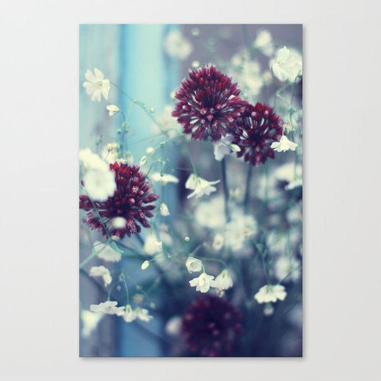 Flowers on Blue Canvas Print