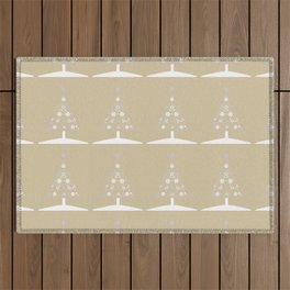 Christmas Tree Of Snowflakes and Stars On Blonde Beige Outdoor Rug