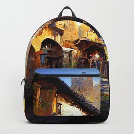 Walking through a medieval Italian village Backpack