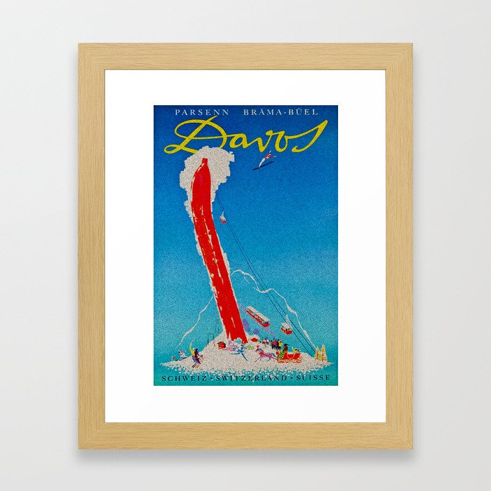 Davos Switzerland Ski Travel Framed Art Print